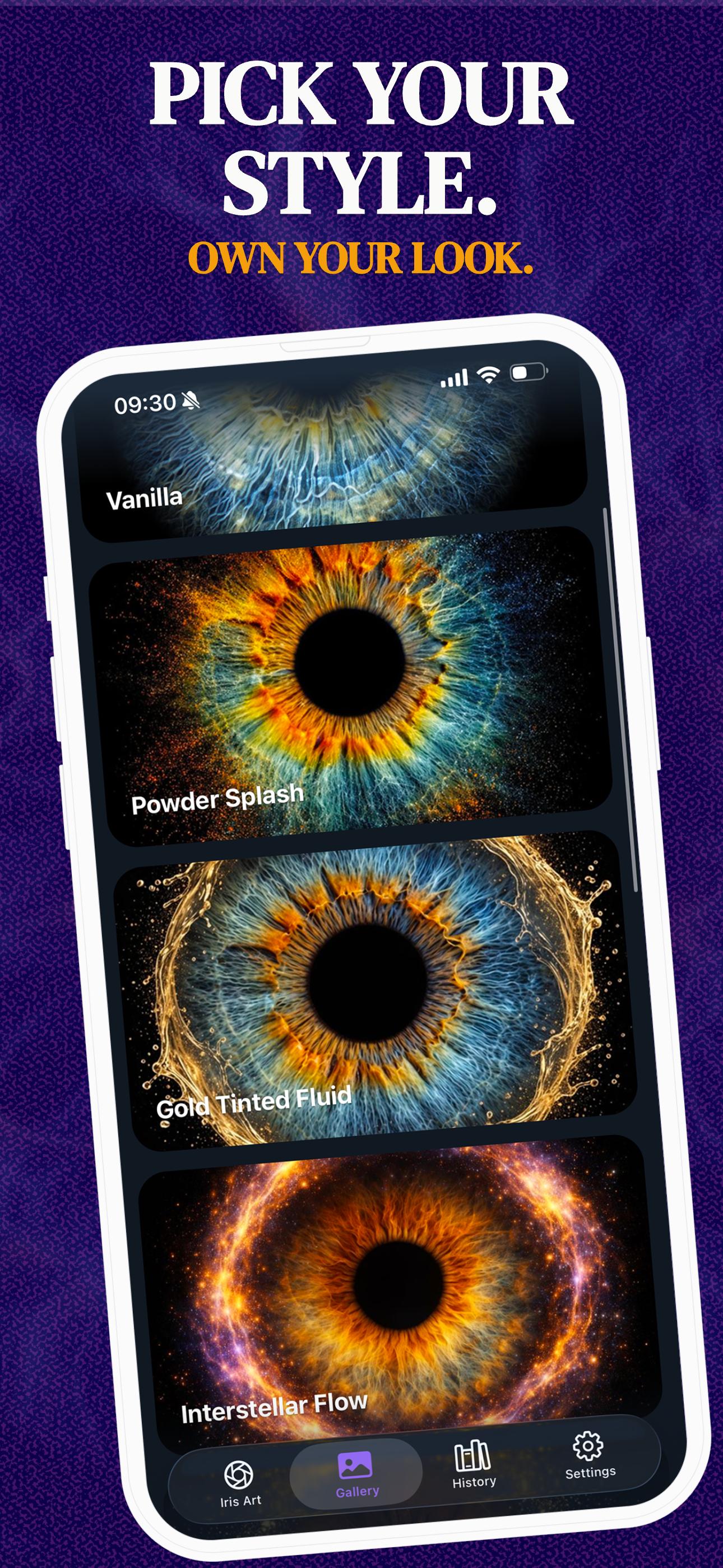 Selecting an iris art style